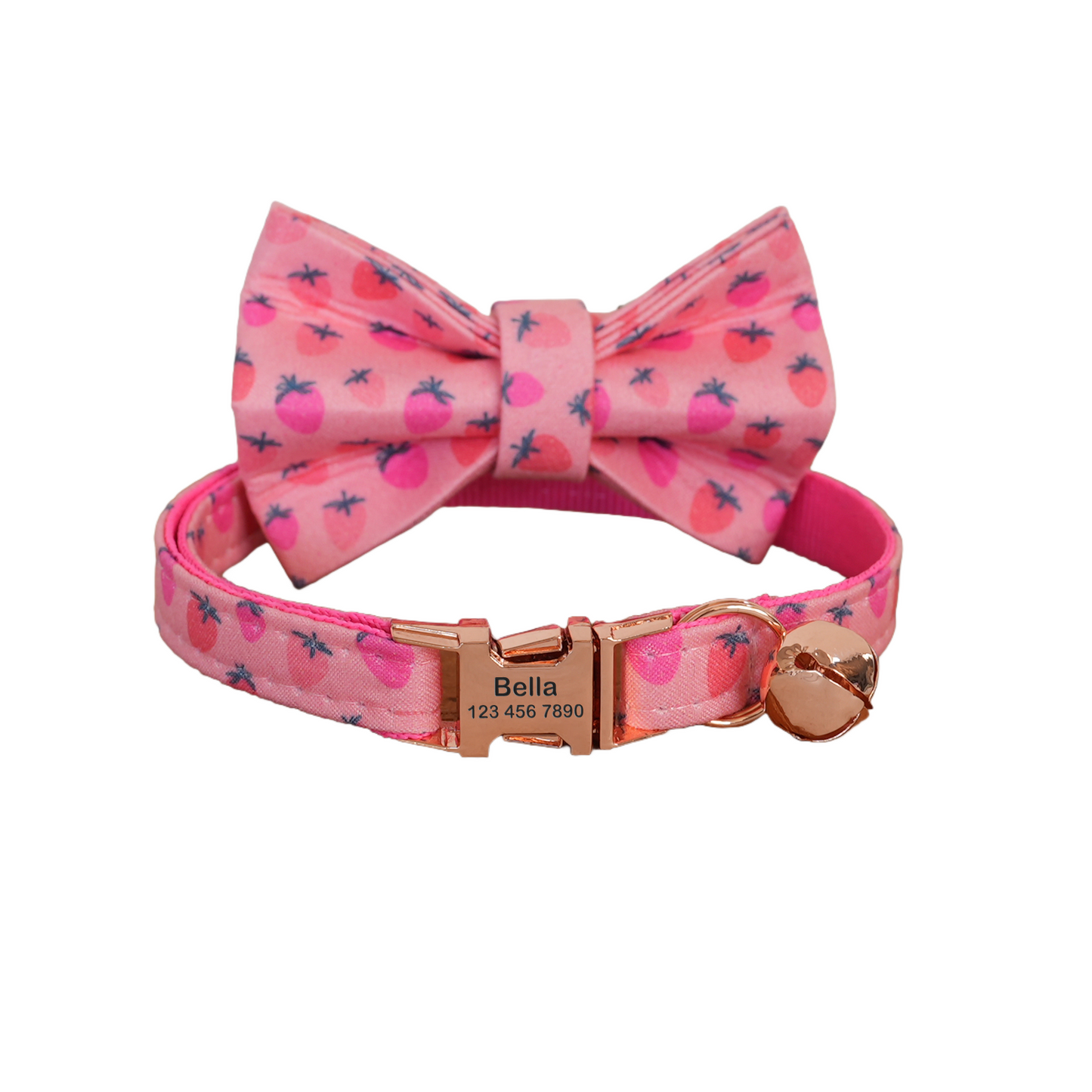 Purple Flower Personalized Cat Collar with Bowtie Free Engraved