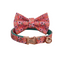 Blue Flower Personalized Cat Collar with Bowtie Free Engraved