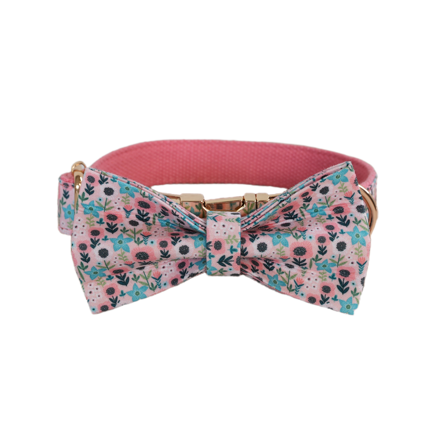 Pink Flower Personalized  Dog Collars,Custom Puppy Collar, Bowtie, Leash