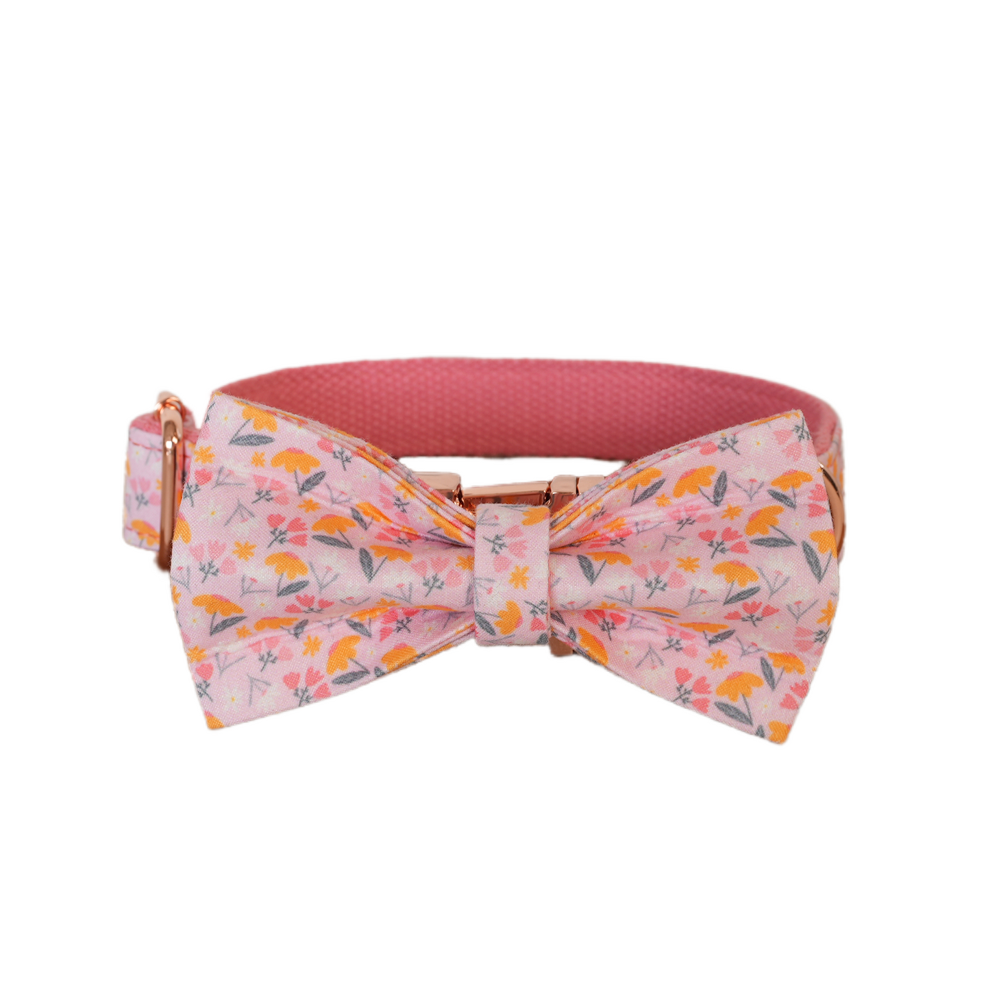 Pink Fower Custom Dog Collars, Personalized Puppy Collar, Bowtie, Leash