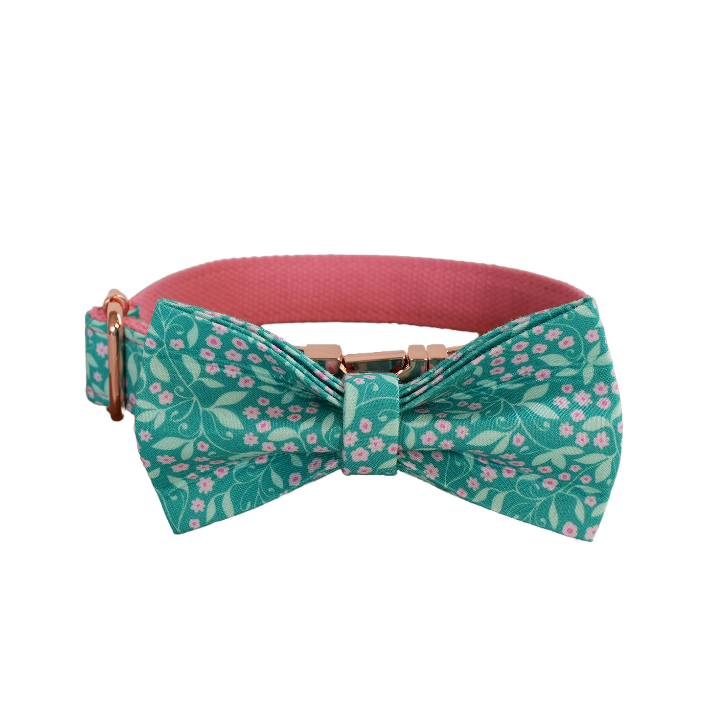 Pink Fower Custom Dog Collars, Personalized Puppy Collar, Bowtie, Leash