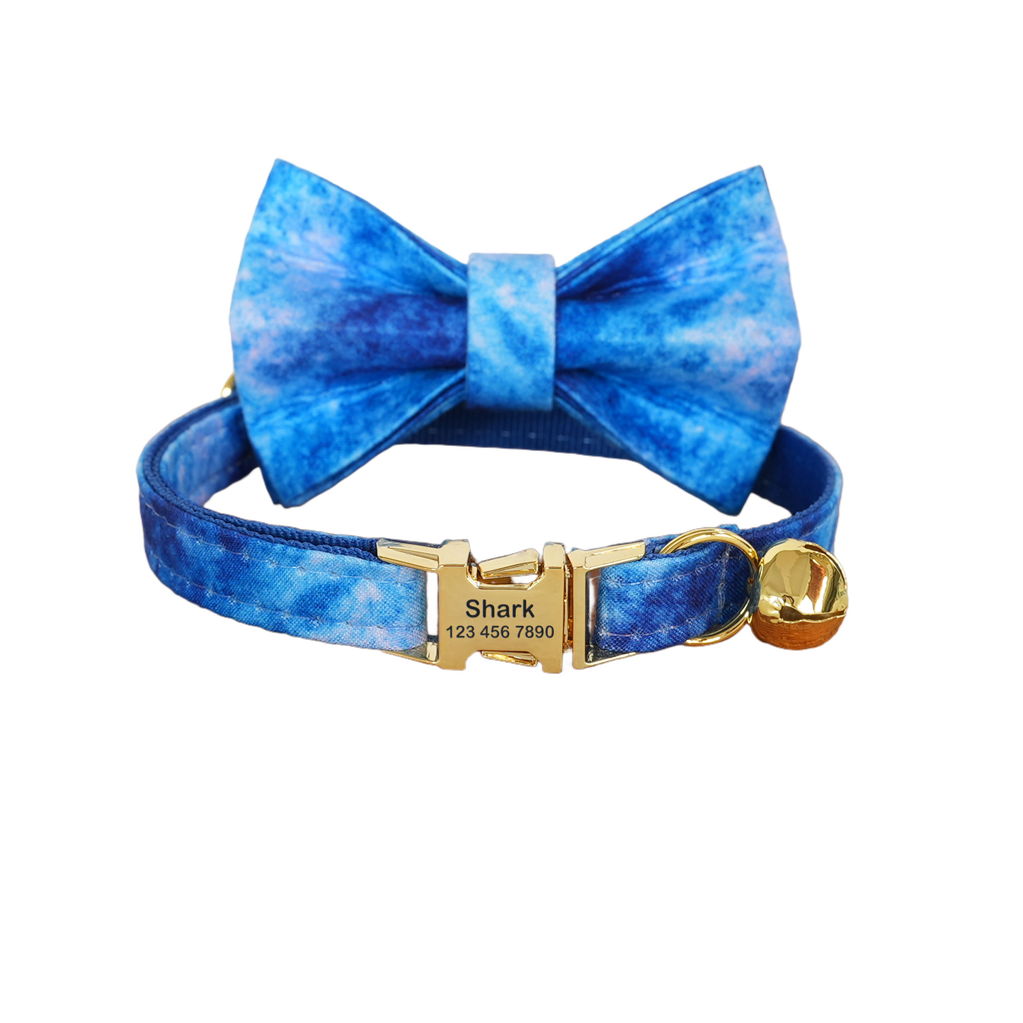 Purple Flower Personalized Cat Collar with Bowtie Free Engraved