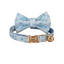 Blue Flower Personalized Cat Collar with Bowtie Free Engraved