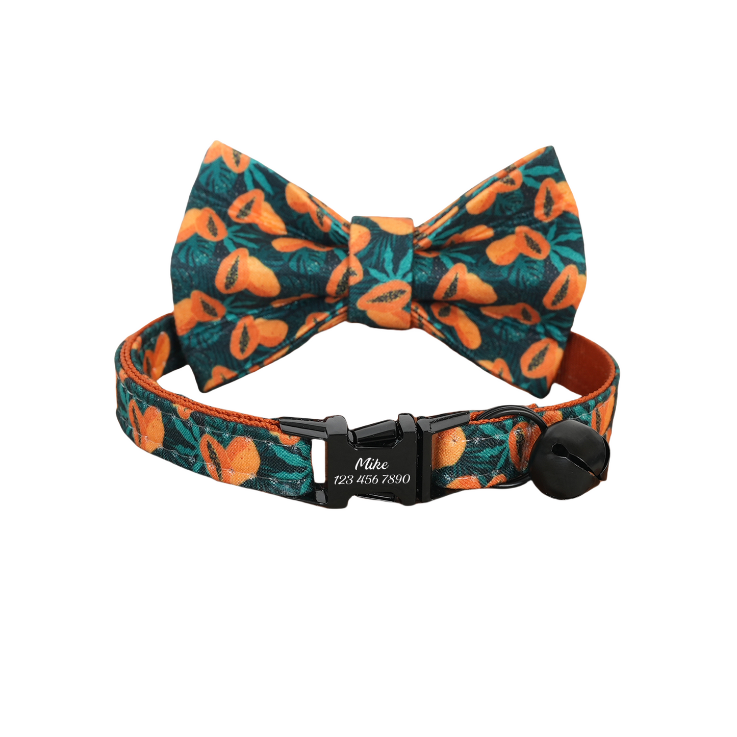 Personalized Green Cat Collar with Bowtie Free Engraved