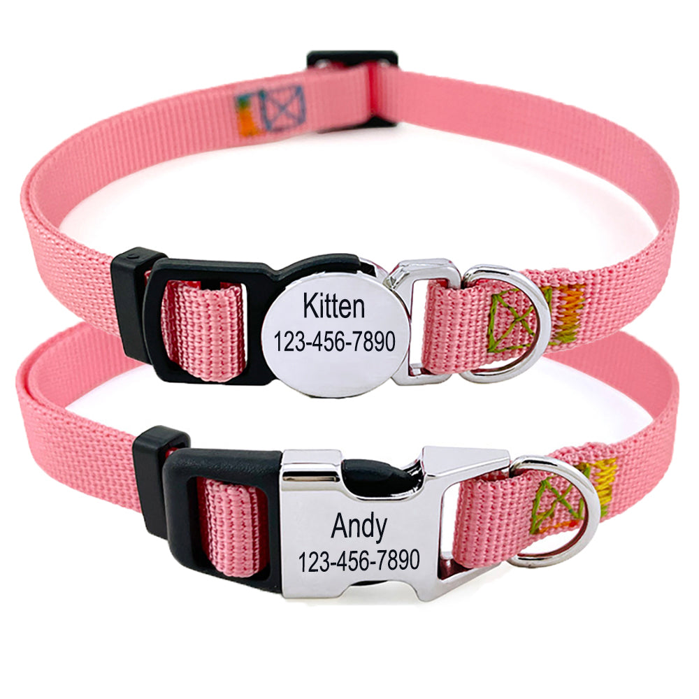 Personalized Nylon Cat Collar 2 Pack Set