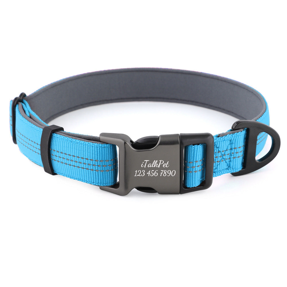 Comfortable Adjustable Reflective Dog Collar - Engravedable