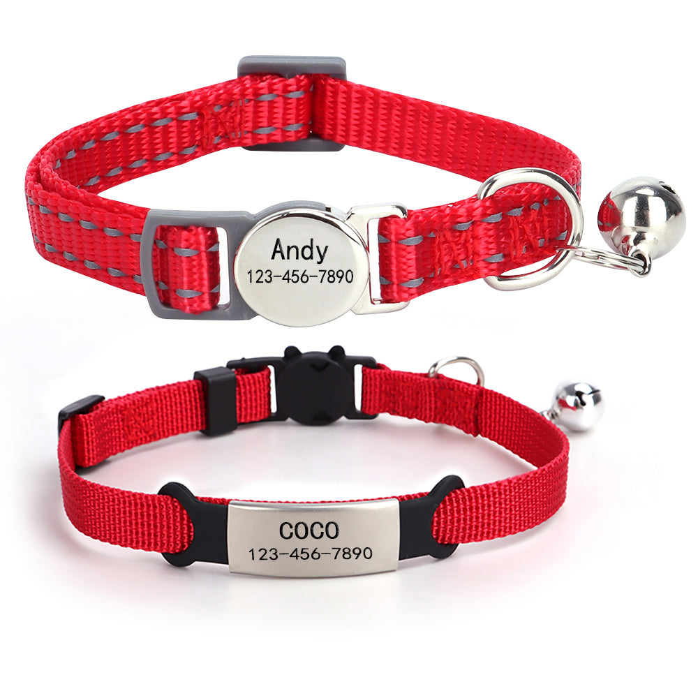 2 Pack Personalized Breakaway Cat Collar with Bell