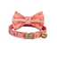 Pink Flower Personalized Cat Collar with Bowtie Free Engraved