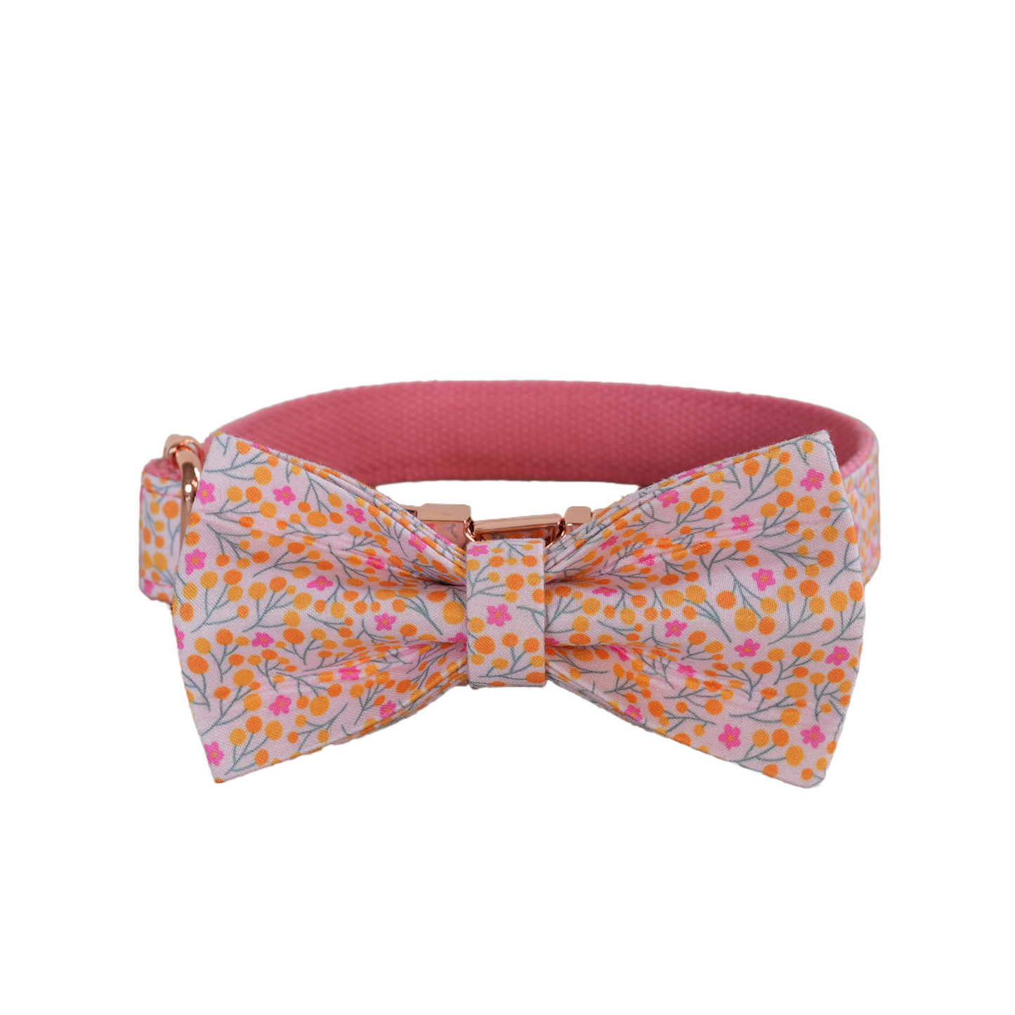 Pink Fower Custom Dog Collars, Personalized Puppy Collar, Bowtie, Leash