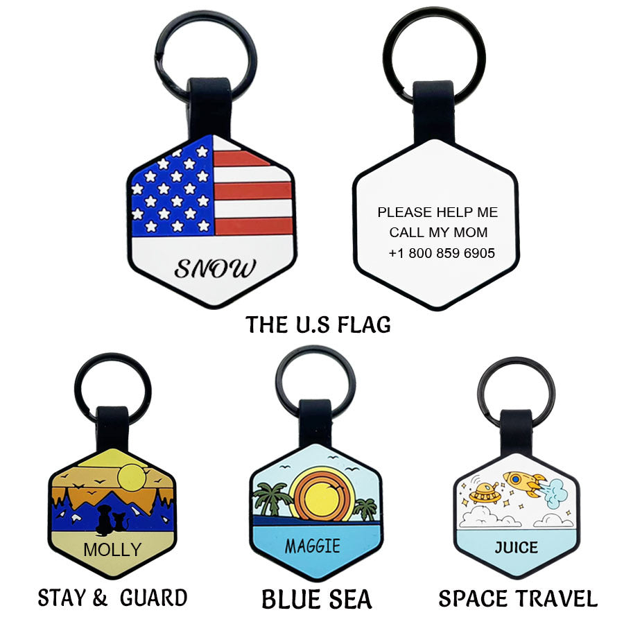 Personalized Silicone Pet ID Tags, Custom Two Sides
