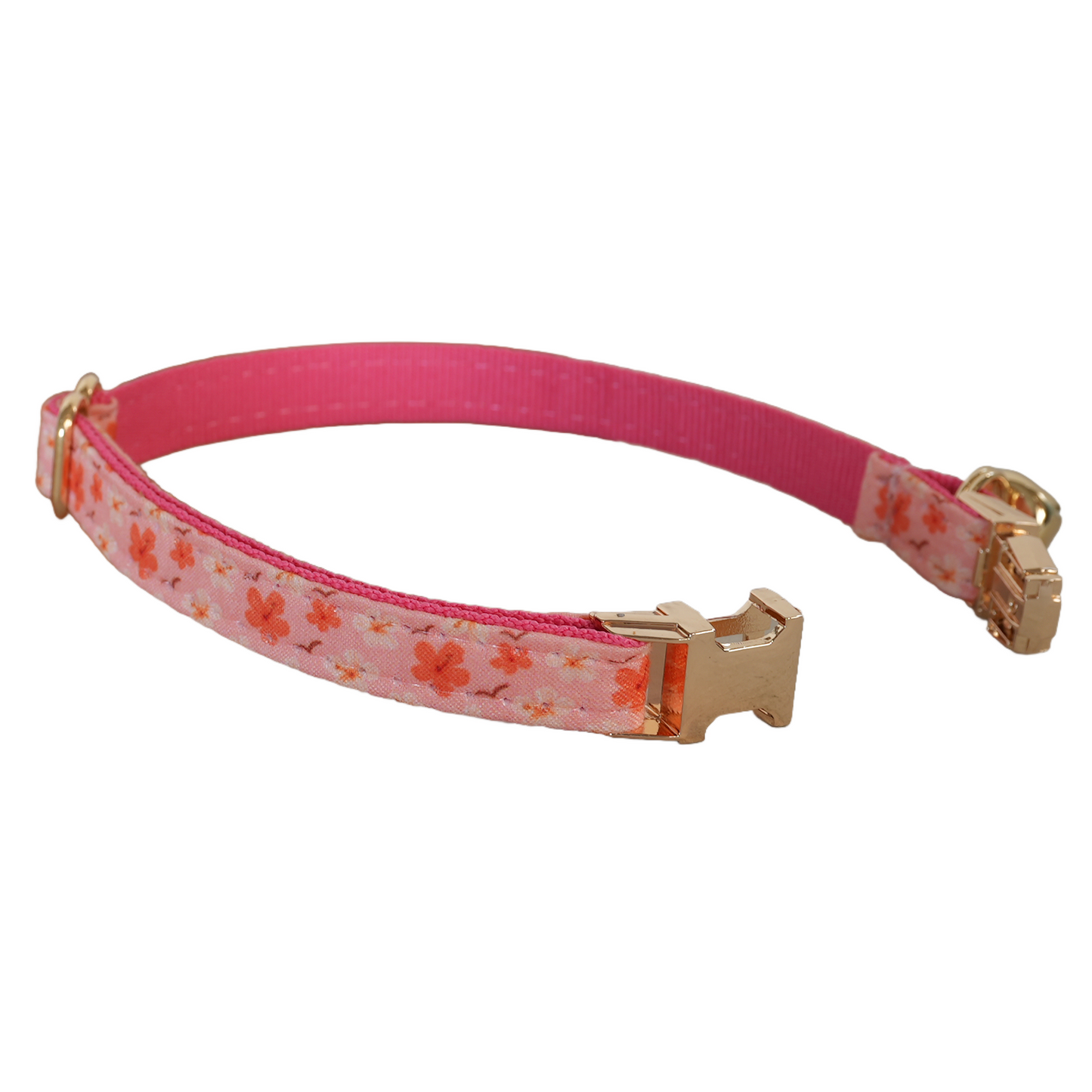 Pink Flower Personalized Cat Collar with Bowtie Free Engraved