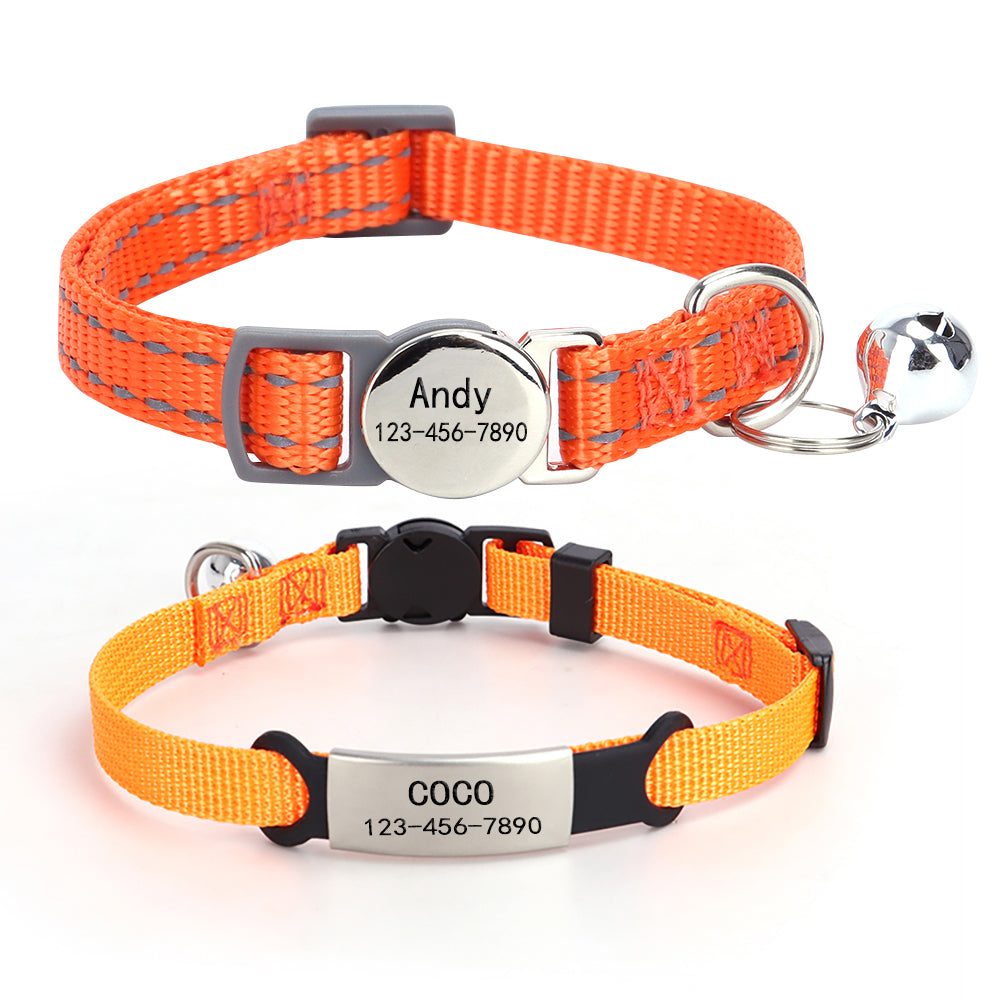 2 Pack Personalized Breakaway Cat Collar with Bell