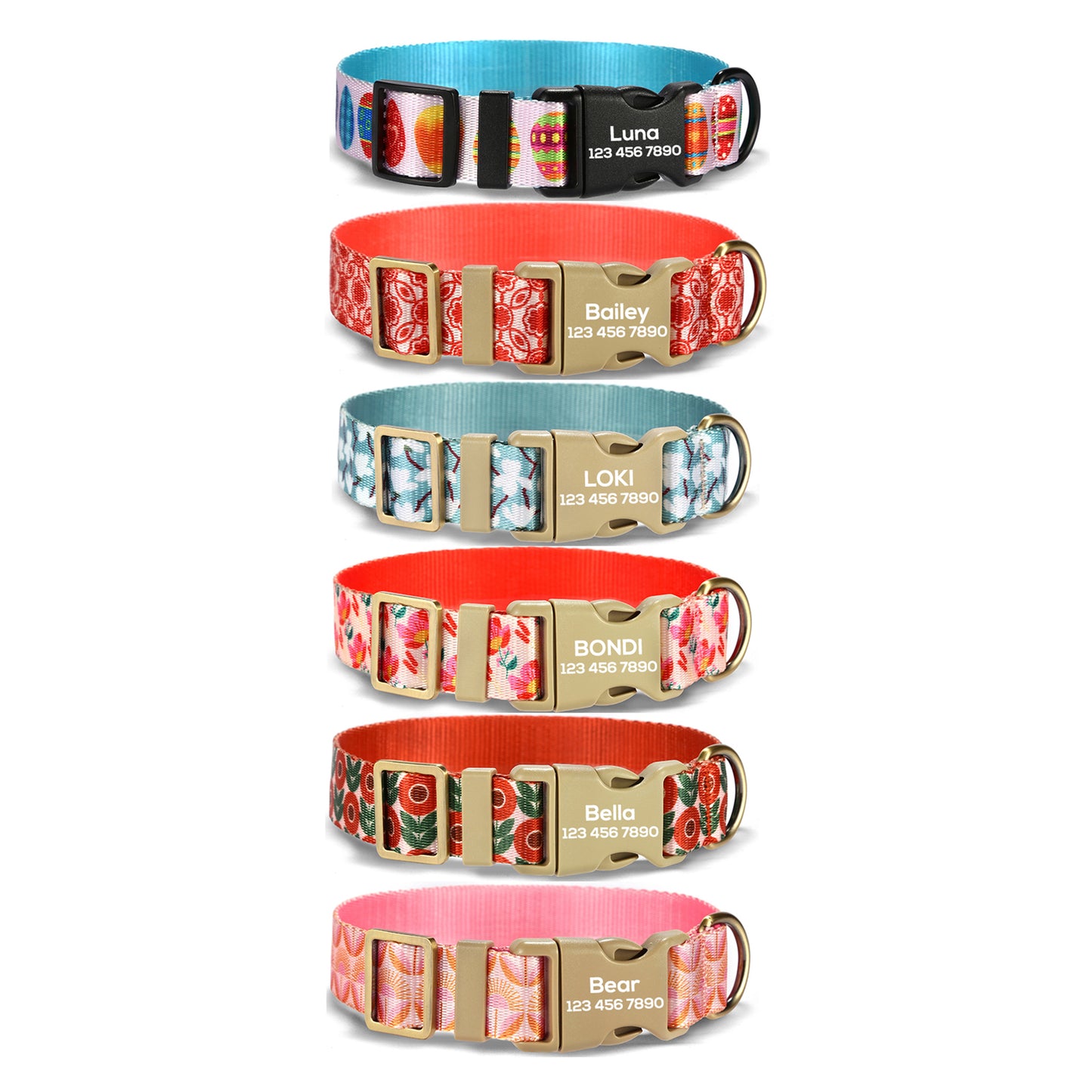 Flower Cute Personalized Dog Collar with Plastic Buckle