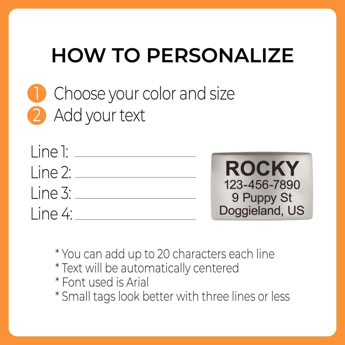 Personalized Custom Pet Tag - Slide On ID Tag