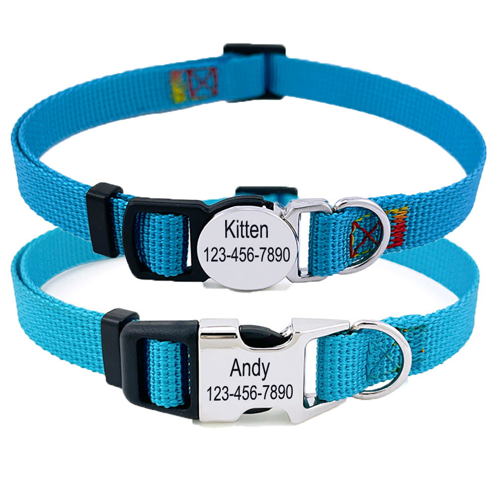Personalized Nylon Cat Collar 2 Pack Set