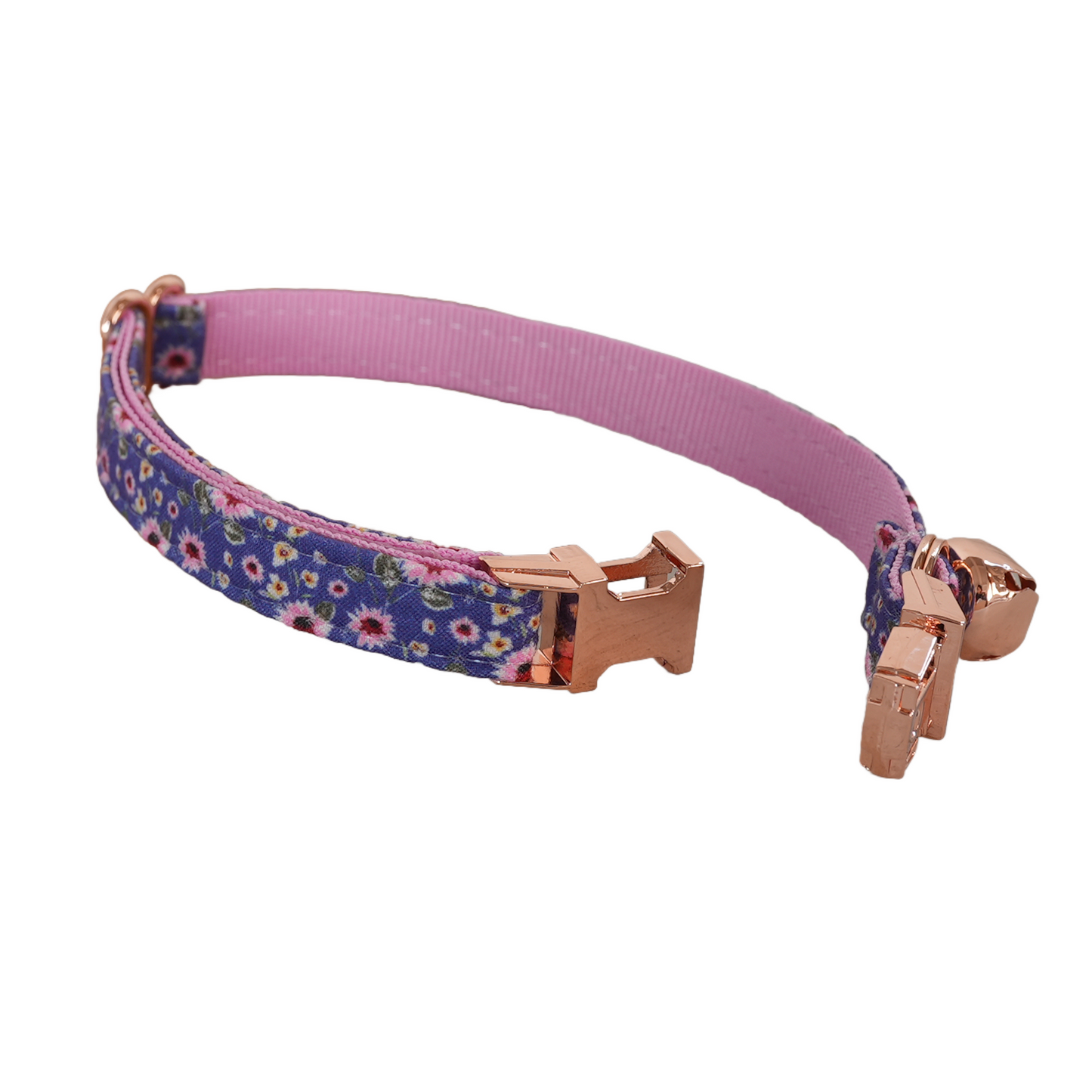 Blue Flower Personalized Cat Collar with Bowtie Free Engraved