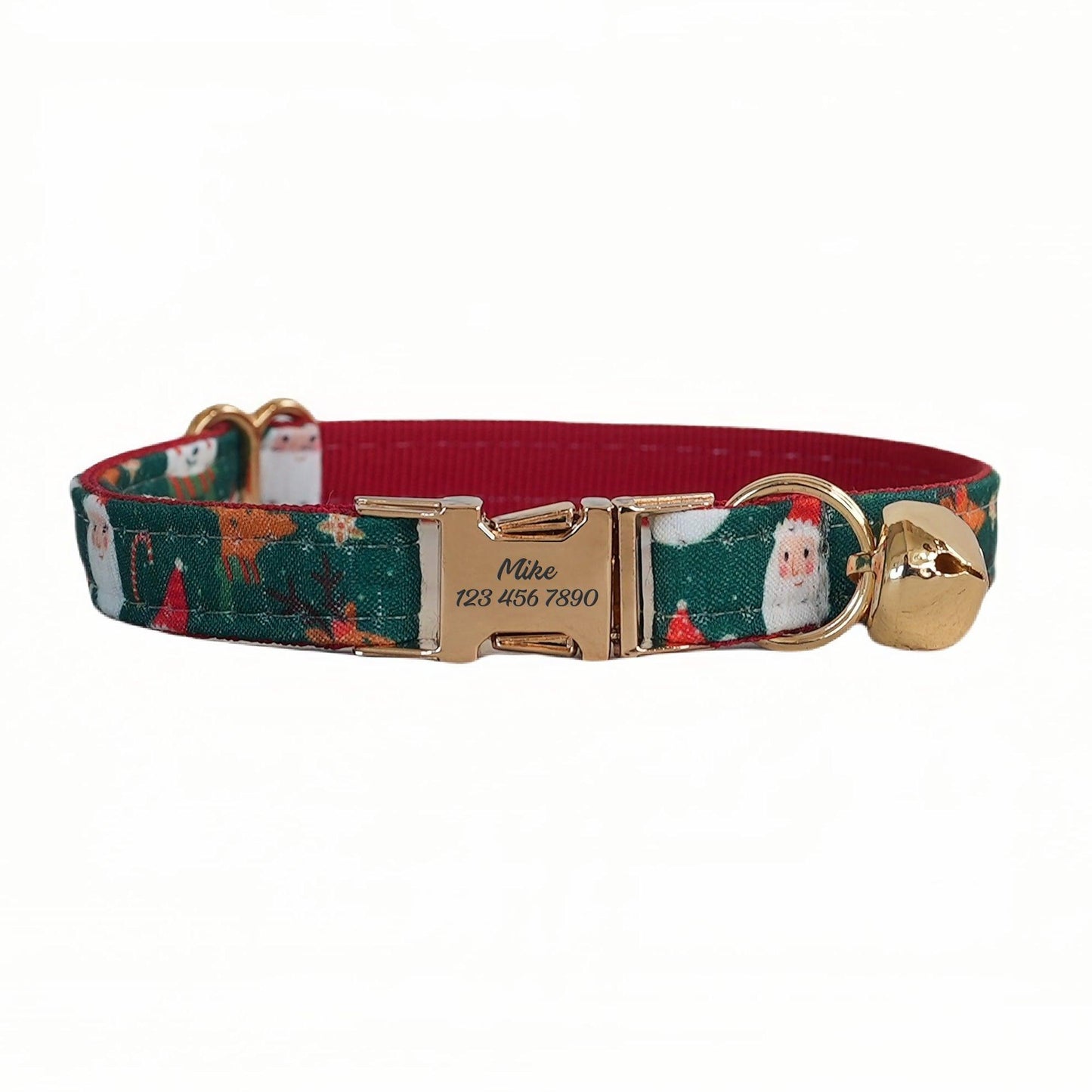 Christmas Adjustable Personalized Cat Collar With Removable Bell