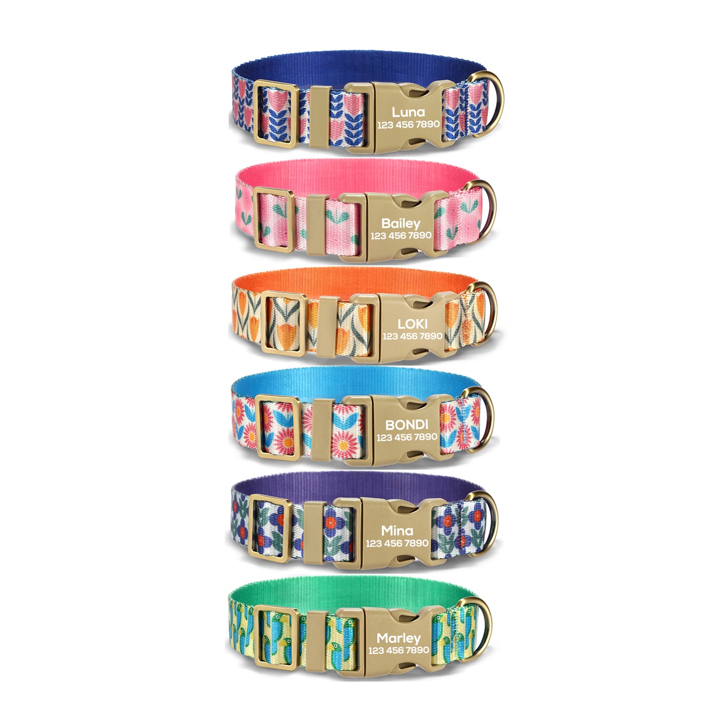 Cute Flower Personalized Dog Collar with Plastic Buckle