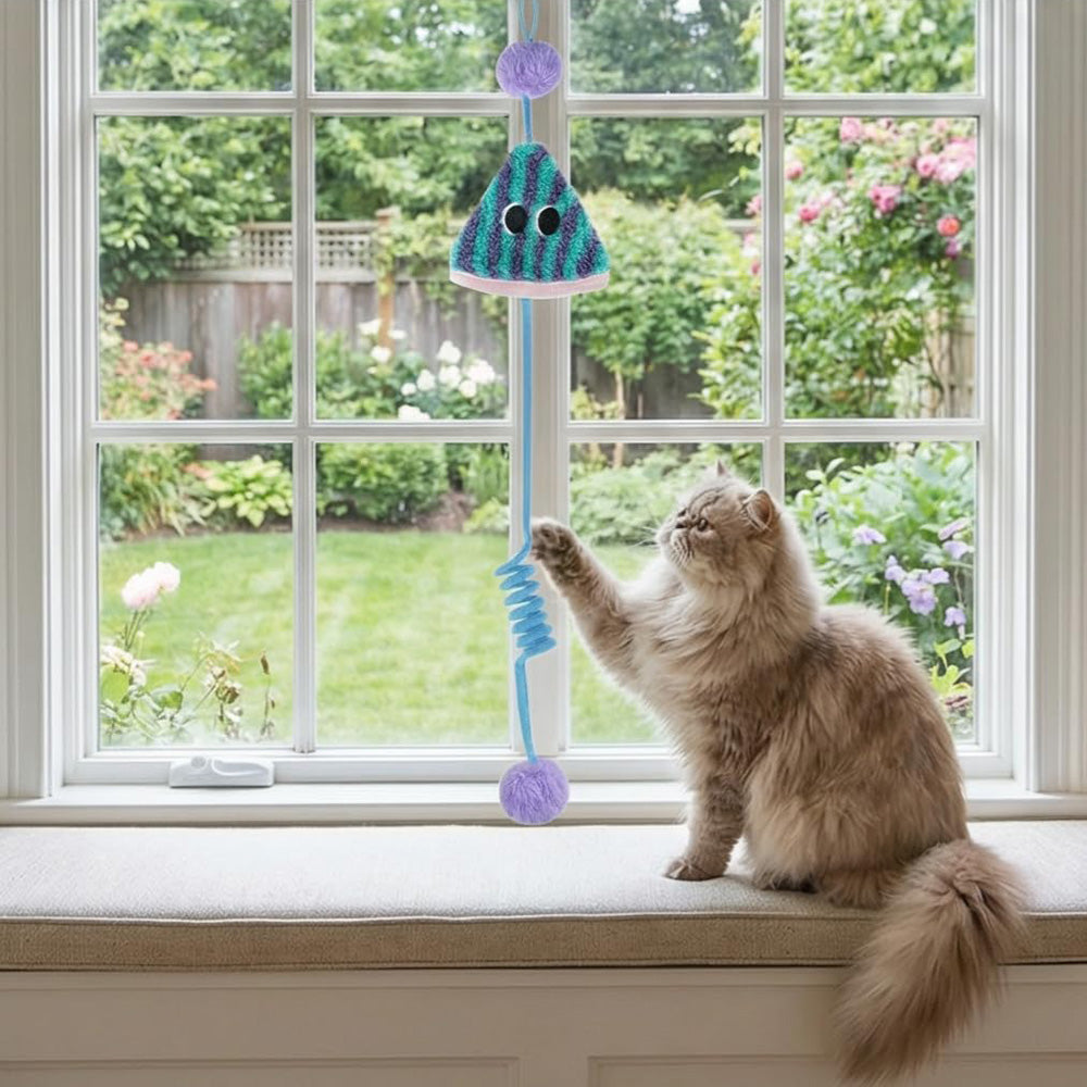 Spring Parachute Cat Toy Retractable Teaser Interactive Cat Toy