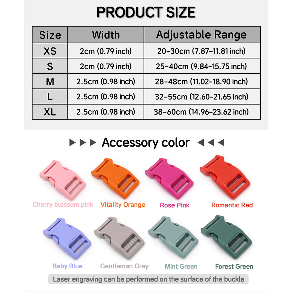 Custom Engraved Color Plastic Buckle Pet Collars - Personalized ID Collar