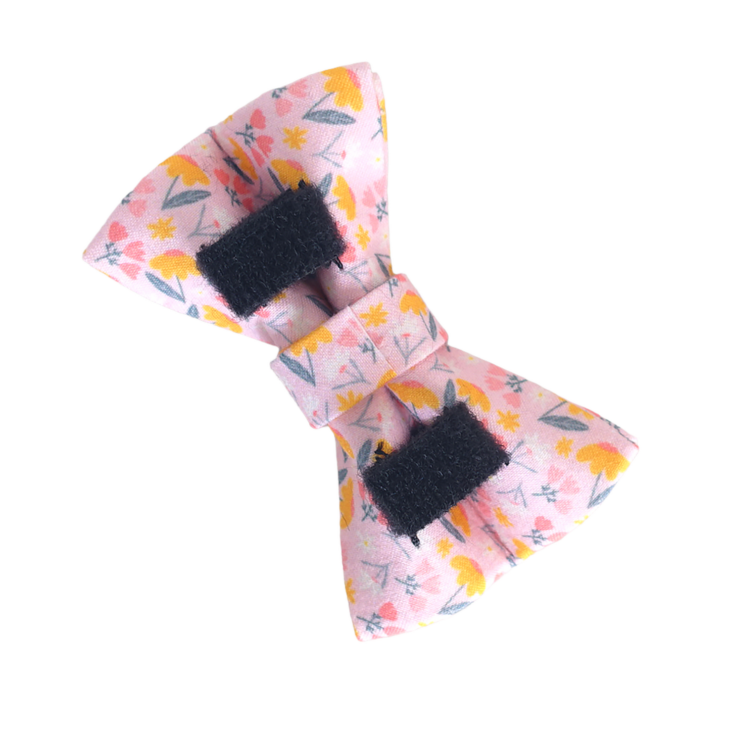 Pink Flower Personalized Cat Collar with Bowtie Free Engraved