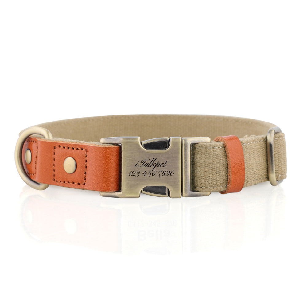 Natural Hemp Adjustable Dog Collar - Engravedable
