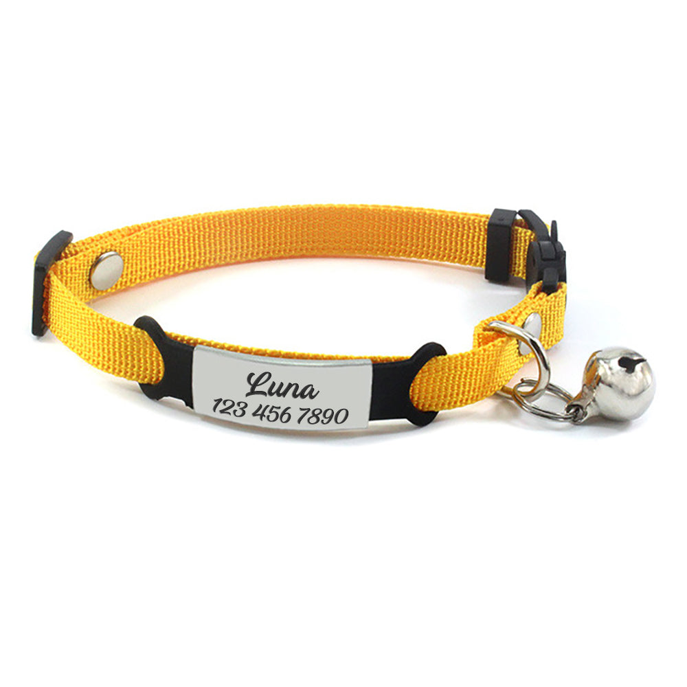 Adjustable Personalized Cat Collar, Anti-Lost Engraved Collar for Kitten