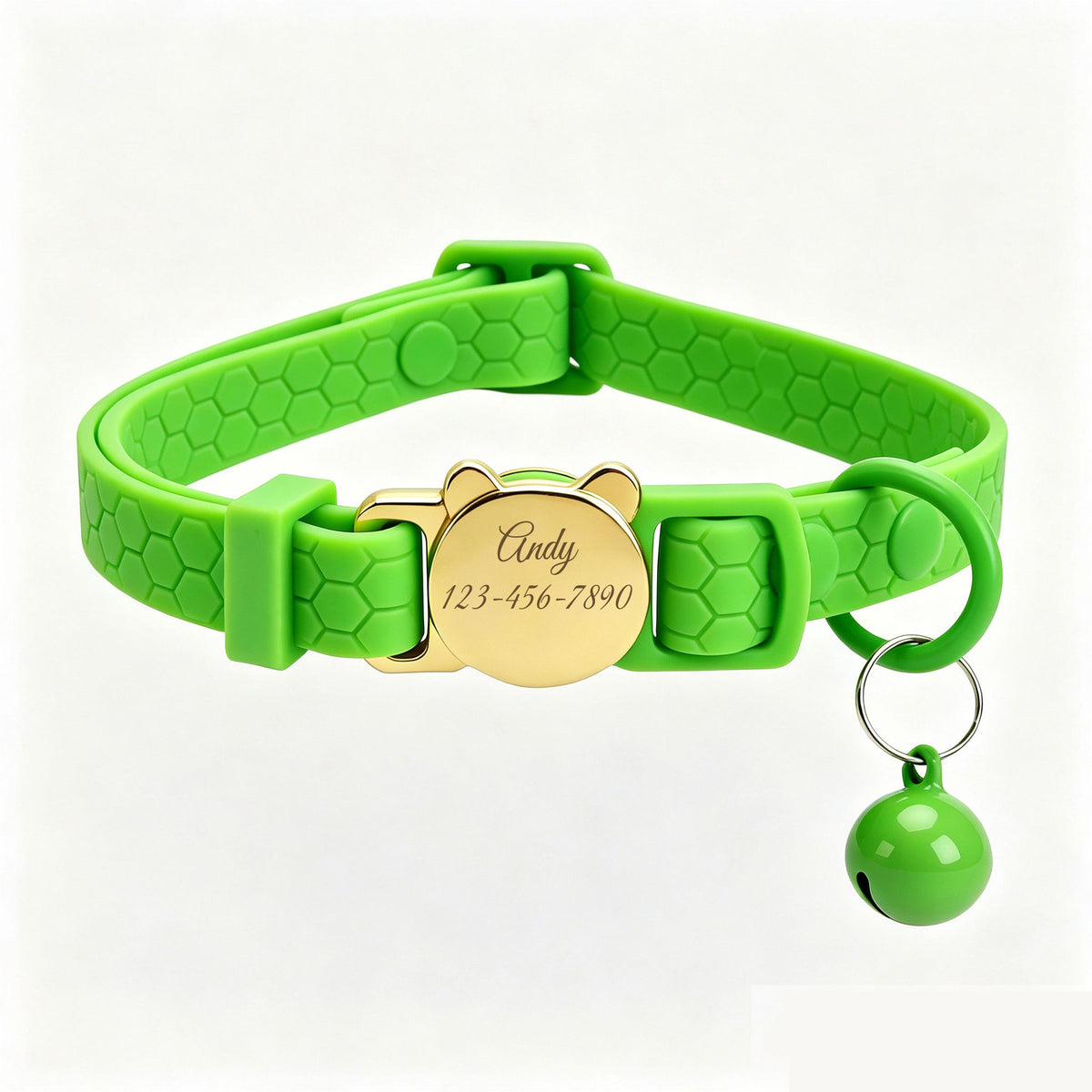 Personalized Waterproof Cat Collar with Bell & Engraved Metal Buckle