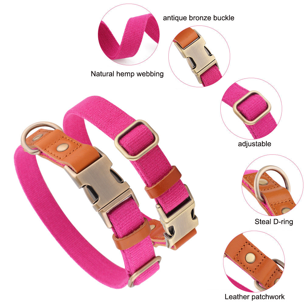 Natural Hemp Adjustable Dog Collar - Engravedable