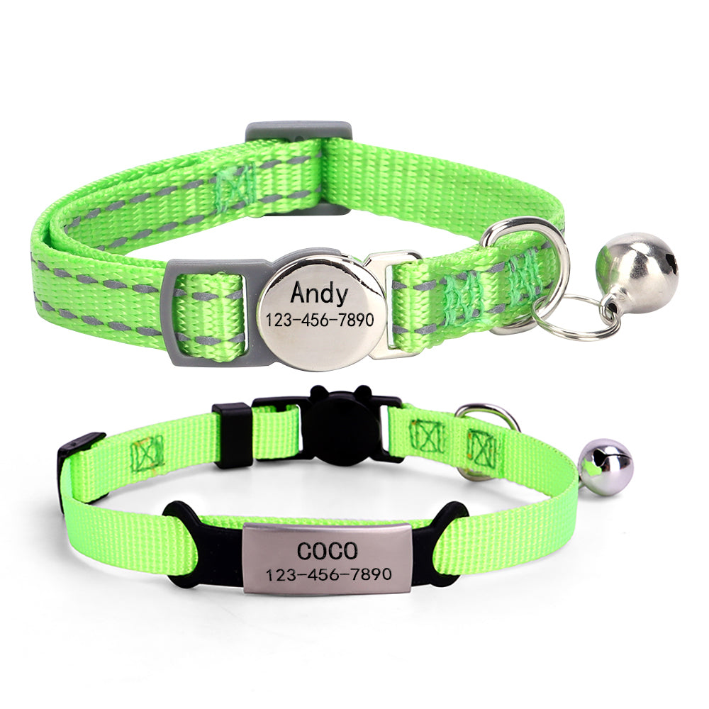 2 Pack Personalized Breakaway Cat Collar with Bell