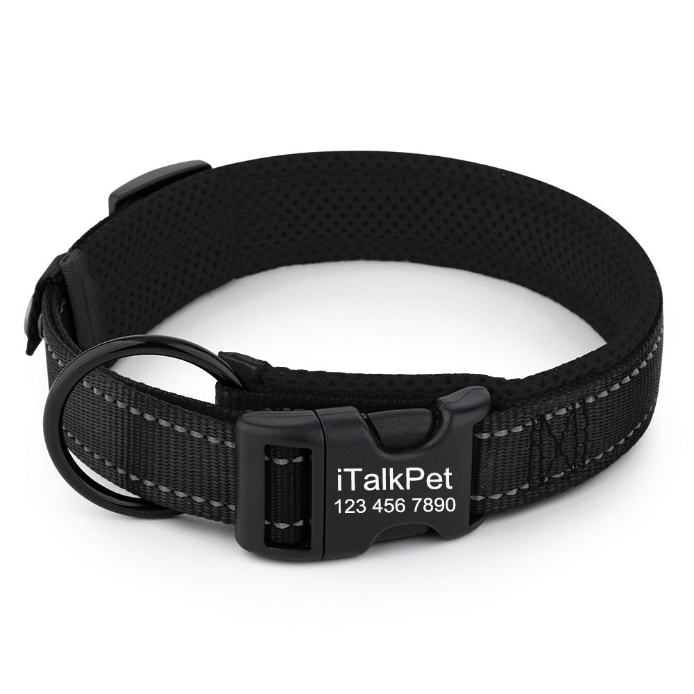Adjustable Breathable Nylon Dog Collar with Free Engraving