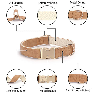 PU Leather Engravable Anti-Lost Cotton Strap Pet Collar