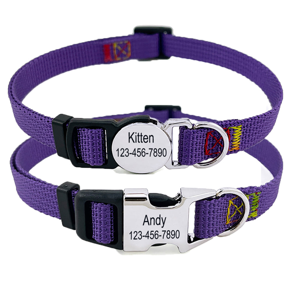 Personalized Nylon Cat Collar 2 Pack Set