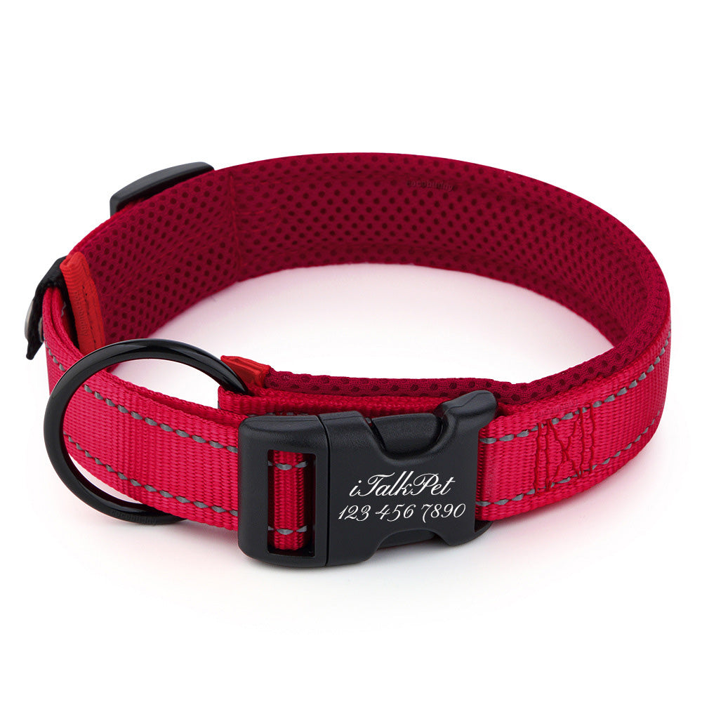 Adjustable Breathable Nylon Dog Collar with Free Engraving