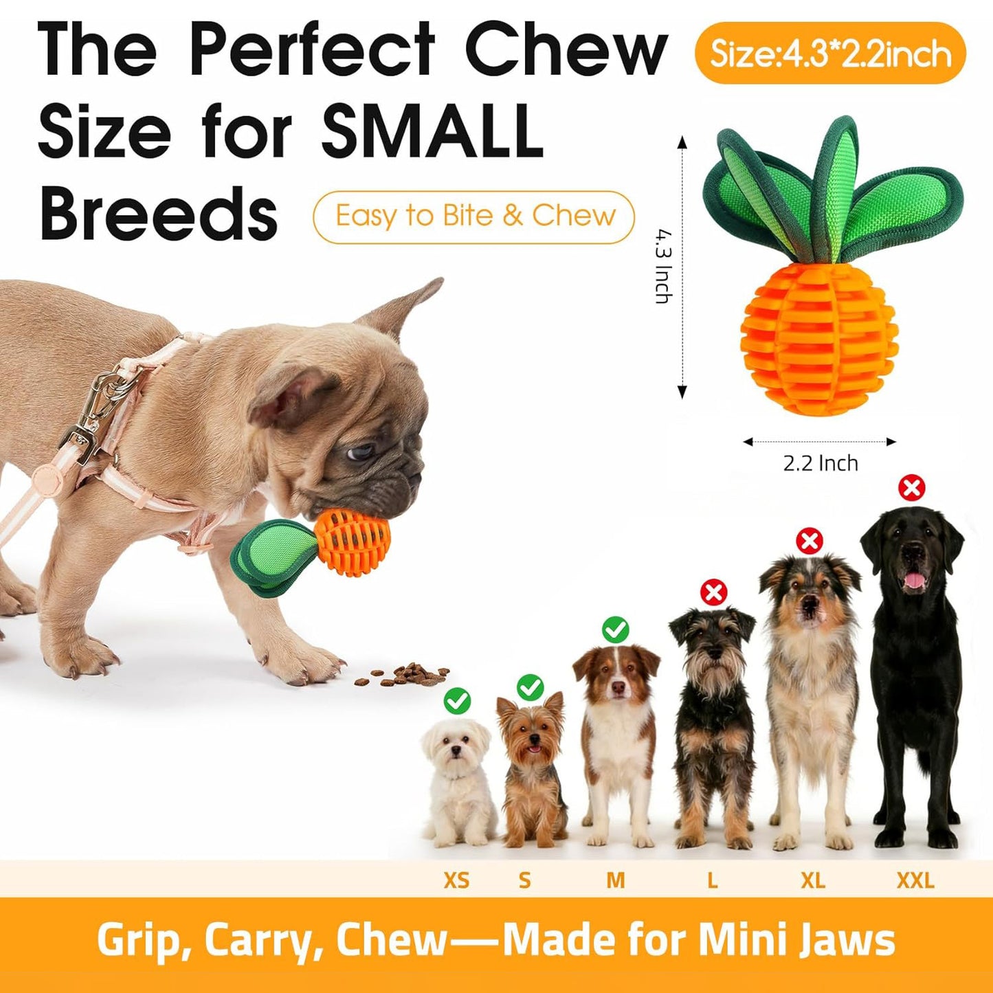 2.2" Treat Dispensing Ball Dog Chew Toys for Small Breeds