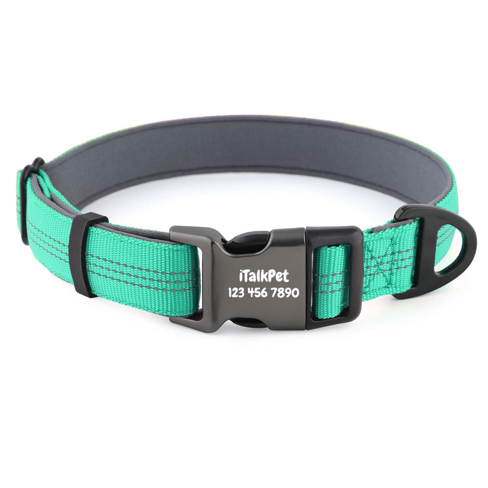 Comfortable Adjustable Reflective Dog Collar - Engravedable