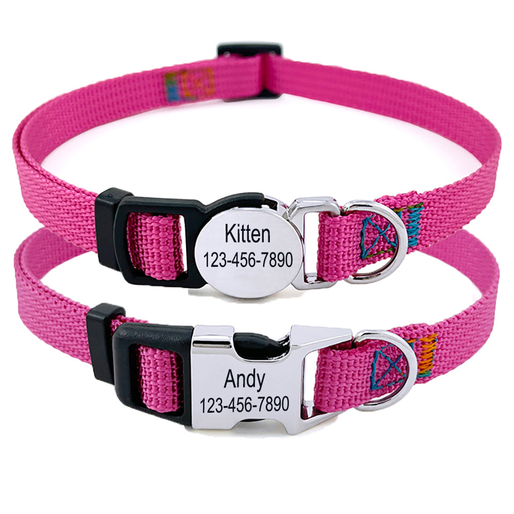 Personalized Nylon Cat Collar 2 Pack Set