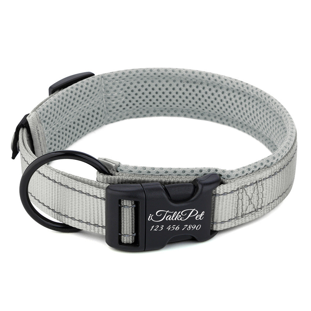 Adjustable Breathable Nylon Dog Collar with Free Engraving