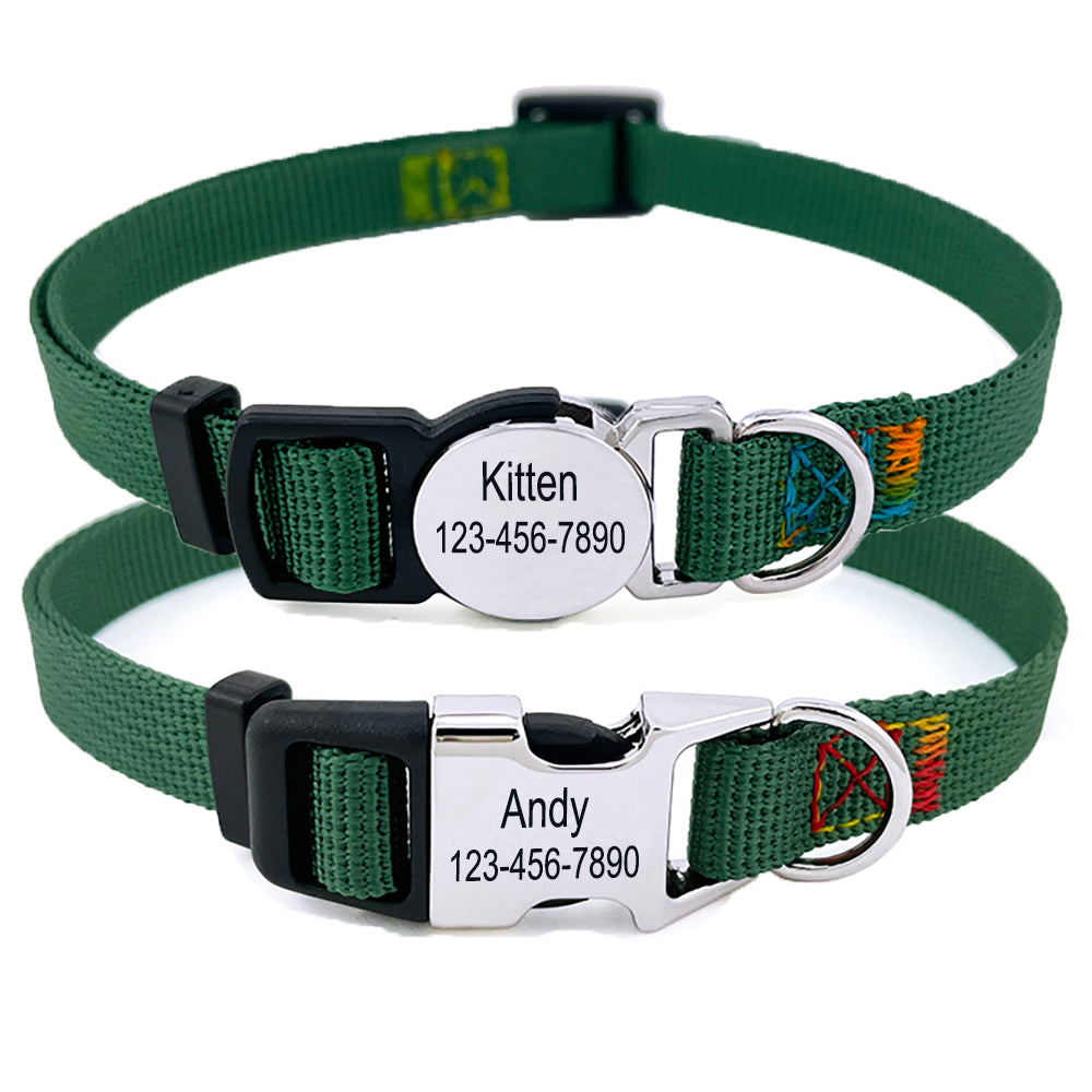 Personalized Nylon Cat Collar 2 Pack Set