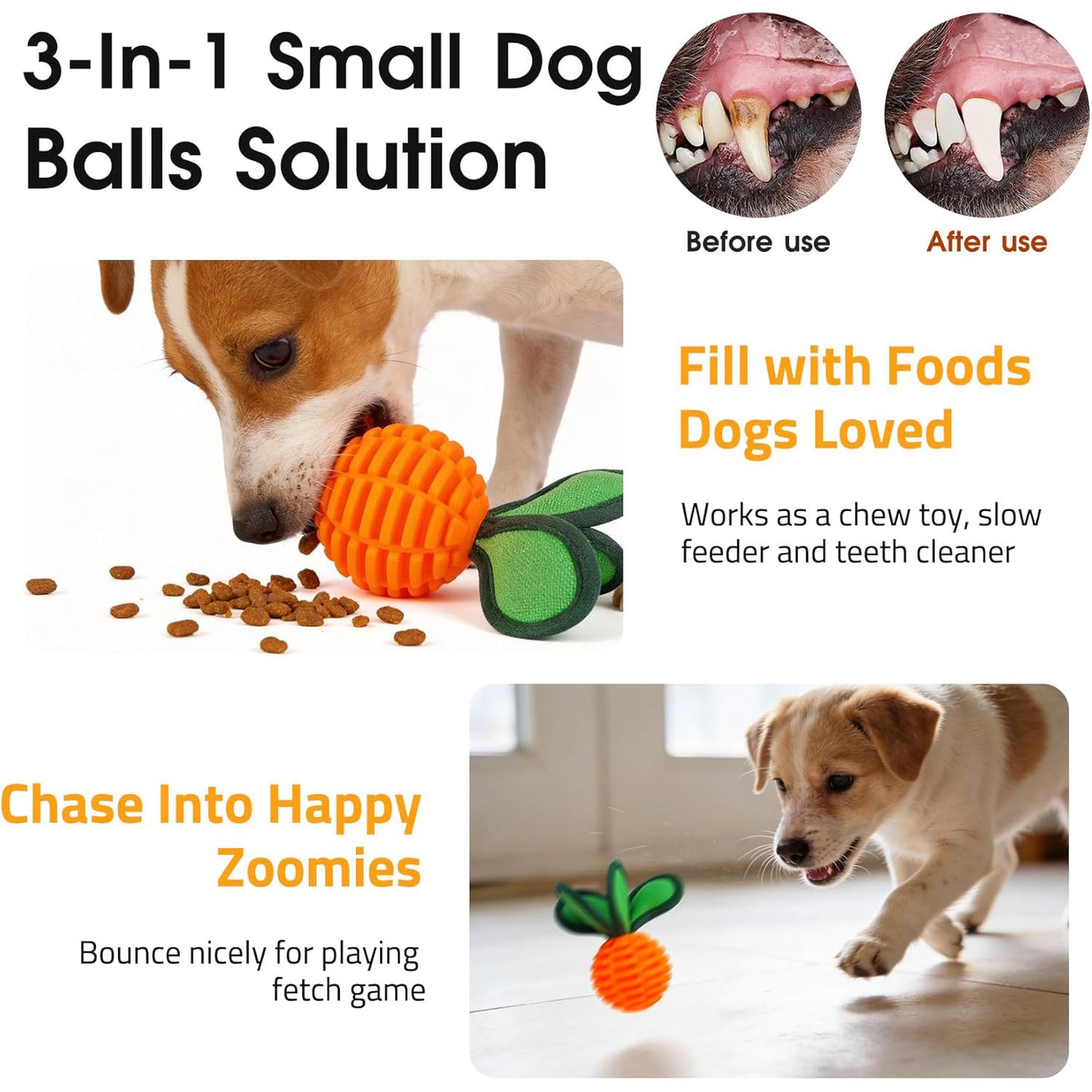2.2" Treat Dispensing Ball Dog Chew Toys for Small Breeds
