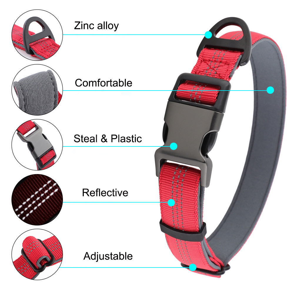 Comfortable Adjustable Reflective Dog Collar - Engravedable