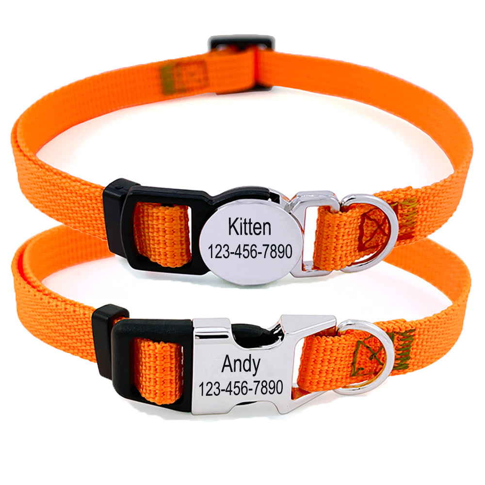 Personalized Nylon Cat Collar 2 Pack Set
