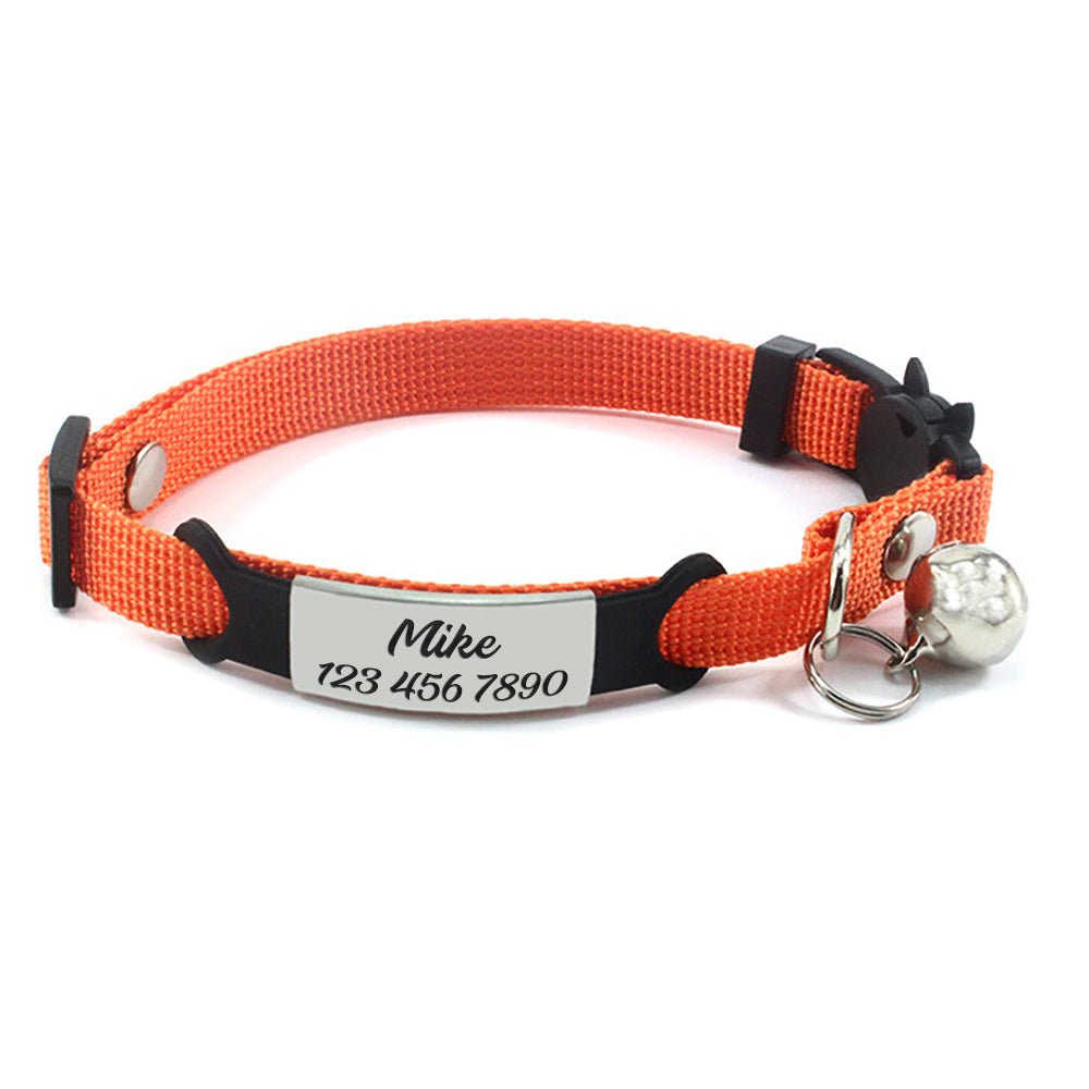 Adjustable Personalized Cat Collar, Anti-Lost Engraved Collar for Kitten