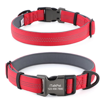 Comfortable Adjustable Reflective Dog Collar - Engravedable