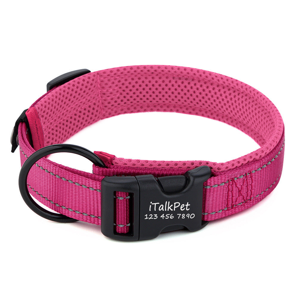 Adjustable Breathable Nylon Dog Collar with Free Engraving
