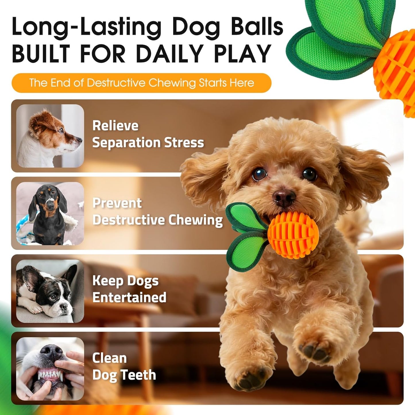 2.2" Treat Dispensing Ball Dog Chew Toys for Small Breeds