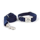 Velvet Personalized Dog Collar With Bow Tie & Leash Set