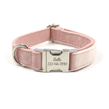 Velvet Personalized Dog Collar With Bow Tie & Leash Set