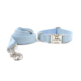 Short Velvet Custom Dog Collar with Bow Tie & Leash Set