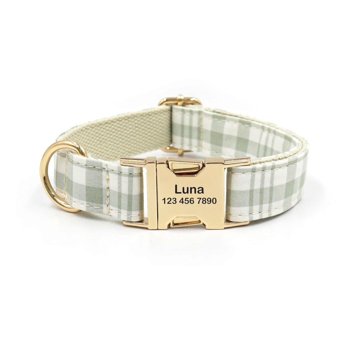 Customized Plaid Dog Collar - Engraved Pet Collar